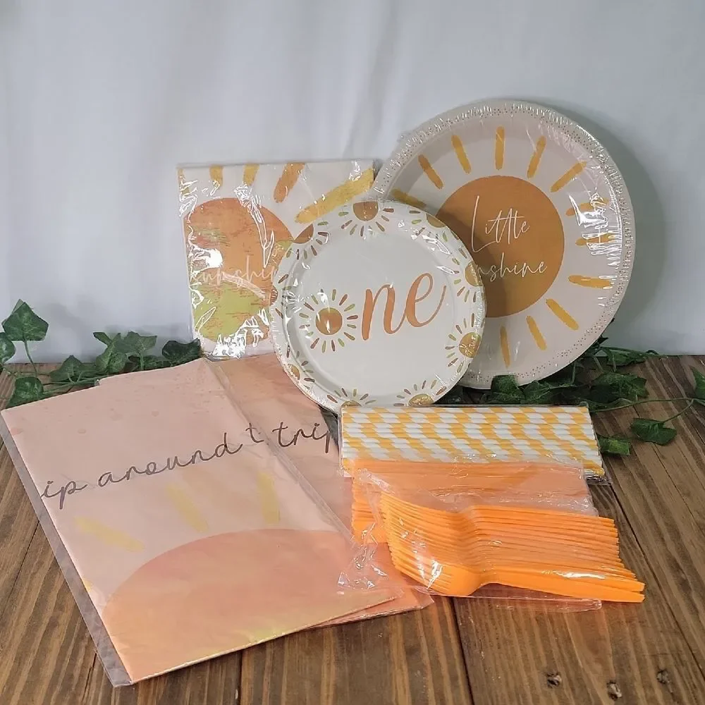 Sunshine. Disposable Tableware Set for A One Year Old Party. NWT